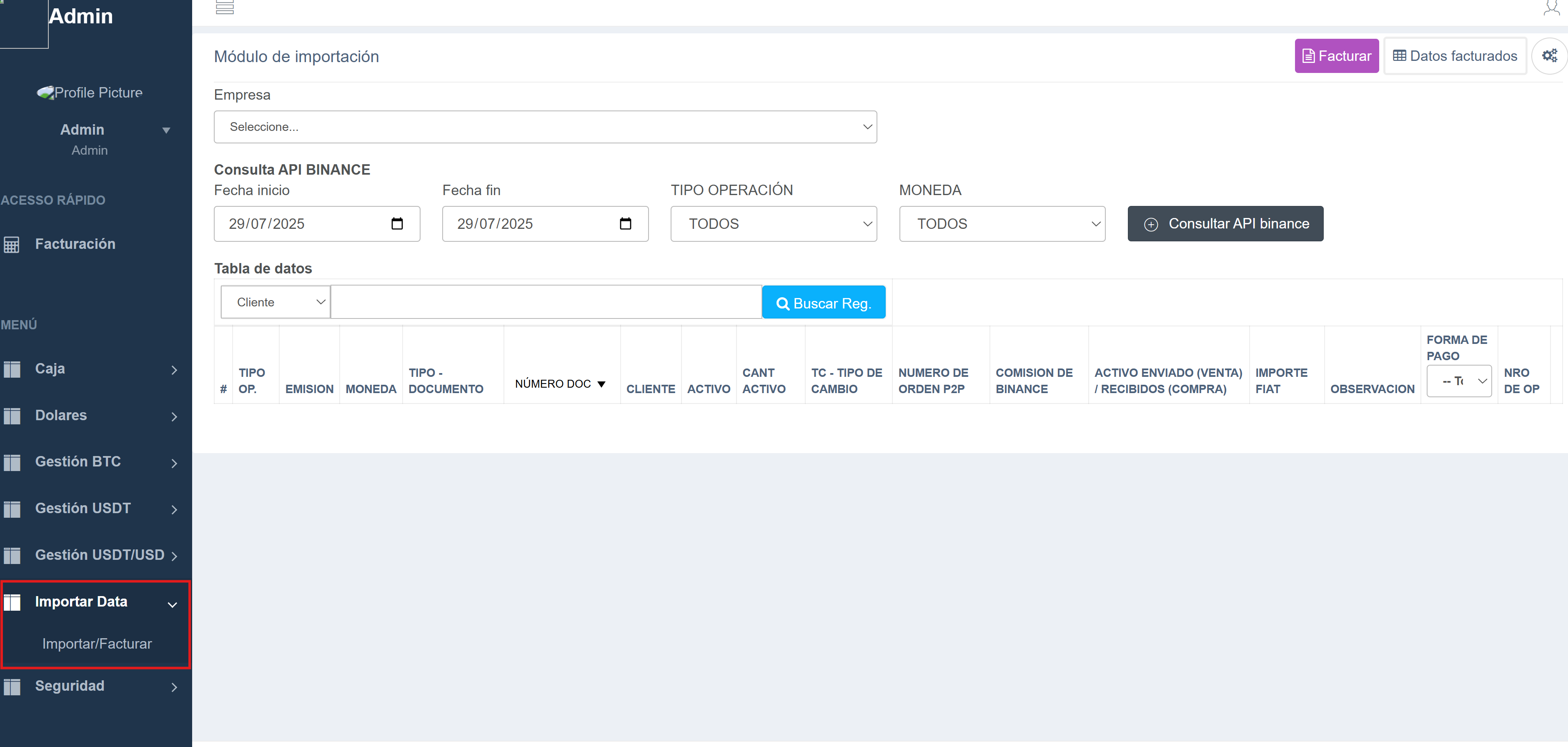 Modulo Importar Data